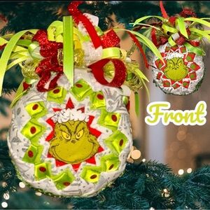 Christmas Ornament, Handmade, Grinch Neon Green, Xmas Gift, Disney, Holiday Gift